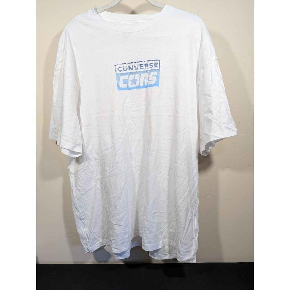 Converse CONS T-Shirt Mens L White Navy Logo Front Back Print NWT